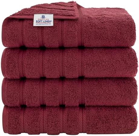 American Soft Linen 100% Cotton Luxury Turkish Towels, 4 PC Bath Towel Set