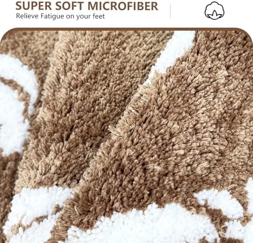 APROPHIC Fall Pumpkin Bath Mats for Bathroom, Thanksgving Super Absorbent Non-Slip Microfiber Shaggy Bath Rugs, Autumn Bathroom Mat for Shower, Tub, Sink, Machine Washable, 17x24 in, Light Brown