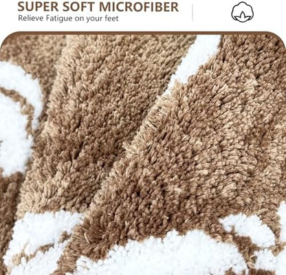 APROPHIC Fall Pumpkin Bath Mats for Bathroom, Thanksgving Super Absorbent Non-Slip Microfiber Shaggy Bath Rugs, Autumn Bathroom Mat for Shower, Tub, Sink, Machine Washable, 17x24 in, Light Brown