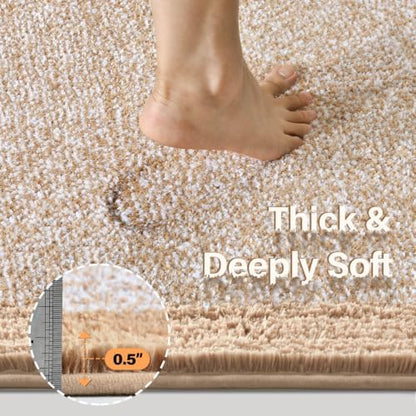 44x24 Large Bathroom Rugs Non Slip Washable, Soft Absorbent Bath Mat Beige