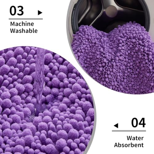 Disolla Purple Bathroom Runner Rug 24x60 Inch - Large Long Chenille Bath Mat, Thick Shaggy Plush Absorbent Floor Mat, Non-Slip Runner for Master Bathroom and Bedside