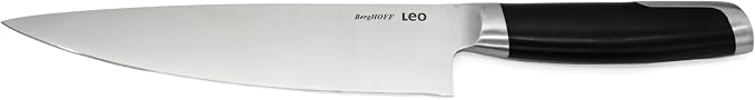 Berghoff Graphite Chef's Knife 8", Stainless Steel Sharp Wide Blade, Soft-touch Handle, Paring Cutting Slicing Fruits Vegetables Meat Fish, Well Balanced