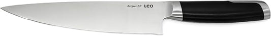 Berghoff Graphite Chef's Knife 8", Stainless Steel Sharp Wide Blade, Soft-touch Handle, Paring Cutting Slicing Fruits Vegetables Meat Fish, Well Balanced