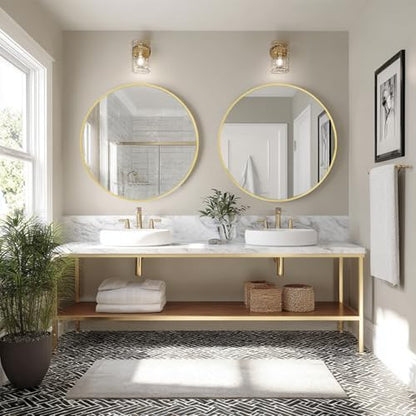 Sunniry Gold Round Mirror 24 inch, 2 Pack Circle Mirror,Brushed Metal Frame