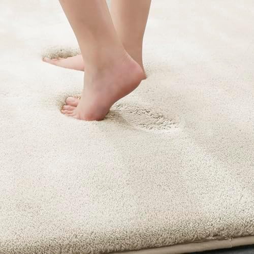 MINIDEAR Bathroom Rugs 36x24 Beige - Thick Memory Foam Bath Mat, Ultra Soft & Plush Fluffy, Non-Slip, Quick Dry, Absorbent Washable Floor Microfiber Mat for Tub, Home Decor Accessories