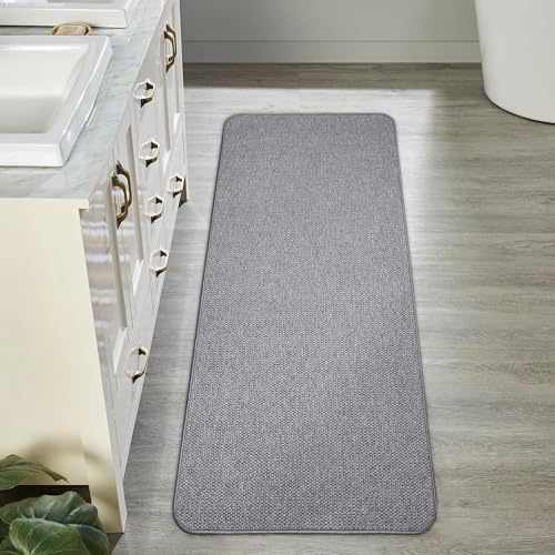 Bosap Bath Mat,Ultra Thin Bathroom Runner Rugs,Large Bath Mats for Bathroom,Quick Dry,Non-Slip,Machine Washable,Low Pile,Bath Rug,Shower Outside,Sink,Home Decor Accessories.Grey,1'5"x4'11"（17x59inch）