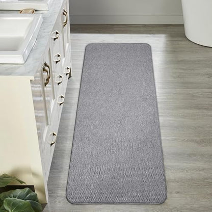 Bosap Bath Mat,Ultra Thin Bathroom Runner Rugs,Large Bath Mats for Bathroom,Quick Dry,Non-Slip,Machine Washable,Low Pile,Bath Rug,Shower Outside,Sink,Home Decor Accessories.Grey,2'x5'（24x60inch）