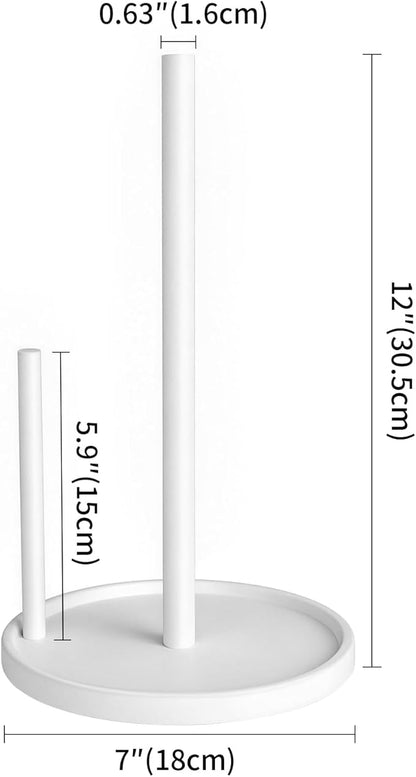 Jesginboo Paper Towel Holder Countertop, White Kitchen Paper Towels Holder, Paper Roll Holder with Weighted Base