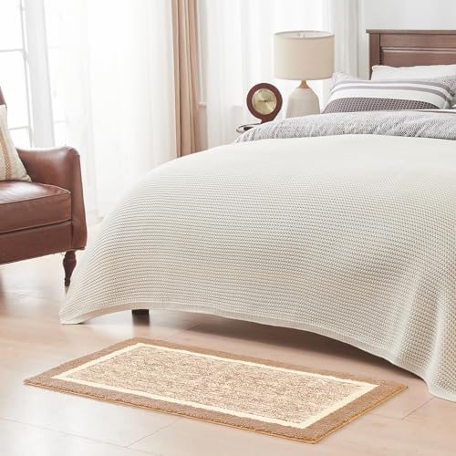 CozeCube Beige Bath Mat 24"x16" Non Slip Washable Rug
