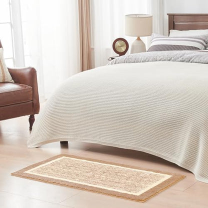 CozeCube Beige Bath Mat 36"x24" Non Slip Washable Rug