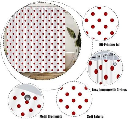 Polka Dot Shower Curtain with Hooks,70" Wx70 H
