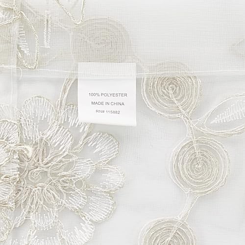 Zahari Home Rose Vine Window Curtain Fabric Laced Window Curtain for Bathroom Kitchen Living Room, 36" x 54" Each, Set of 2, Beige