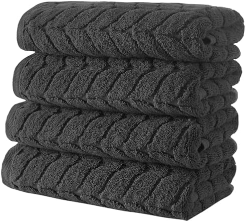 BAGNO MILANO Turkish Cotton Bath Towels, Hand Towels - Soft Plush Jacquard Collection Luxury Towels Set (Charcoal, Bath Towel Set of 2)