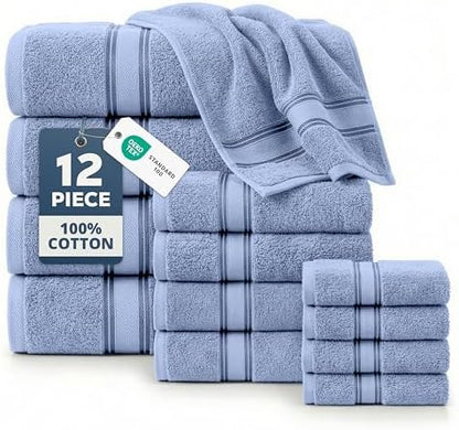LANE LINEN Large Bath Towel Set Absorbent Quick Dry 100% Cotton - Allure