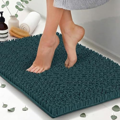 Chenille Bath Mats 25"x18", Plush Absorbent Bath Mats Quick Dry, Soft & Machine Washable, Non Slip Carpet for Bathroom, Thick Bathroom Rugs, Shower Restroom Rug Mat, Alfombras De Bano, Bathrugs