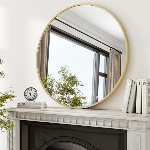 XRAMFY 36 Inch Round Mirror-Gold Circle Mirrors for Bathroom, Entryway