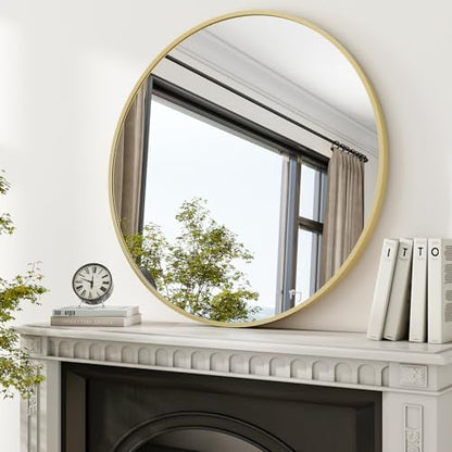 XRAMFY 36 Inch Round Mirror-Gold Circle Mirrors for Bathroom, Entryway