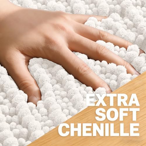 OLANLY Bathroom Rugs 34x21, Thick Soft Absorbent Chenille Bath Rugs