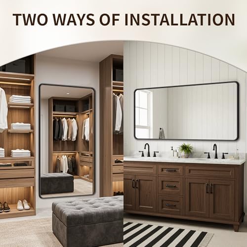 FICTOR Bathroom Mirror for Over Sink, 30"x60" Vanity Mirror for Wall, Black