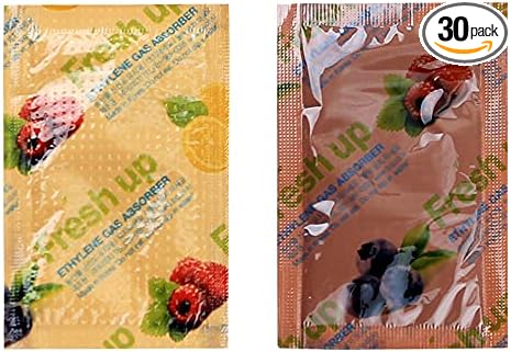 Fresh & Fresh 5 Gram (30 Pack) Produce Saver Ethylene Gas Absorber - Produce Freshness Packets Produce Saver to Extend Freshness of Vegetables, Flowers, Fruits, Banana, Kiwi, Apple, Tomato, Avocado