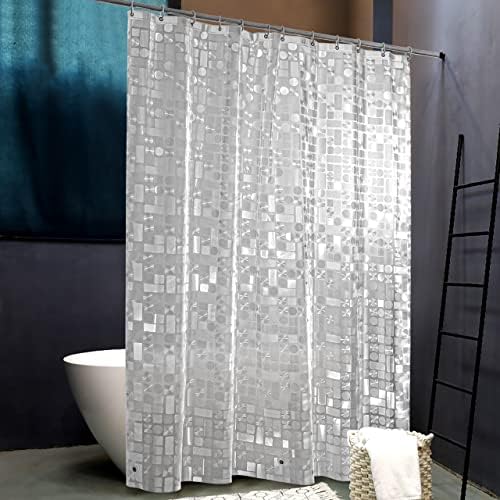NTBAY EVA Shower Curtain Liner, 72 x 72, 6 Gauge, Semi Clear Geometric