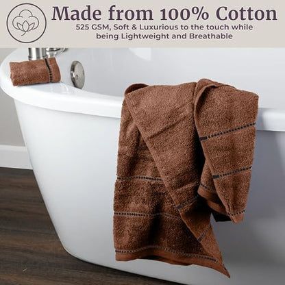 Lavish Home Bathroom Towels Set, Chocolate Brown, Set of 6