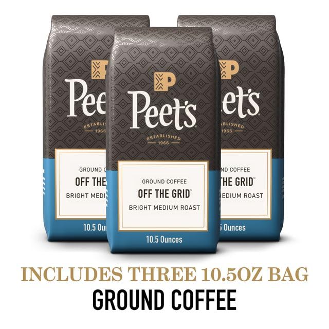 Peet's Coffee, Medium Roast Ground Coffee, 100% Arabica-Coffee - Off the Grid Blend 10.5 Ounce Bag (Pack of 3)