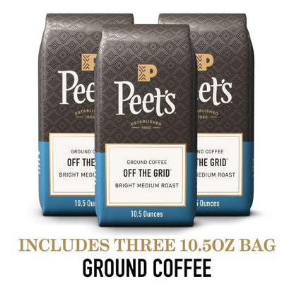Peet's Coffee, Medium Roast Ground Coffee, 100% Arabica-Coffee - Off the Grid Blend 10.5 Ounce Bag (Pack of 3)