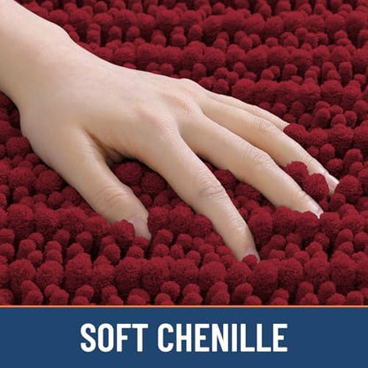 Smiry Bathroom Rugs 30X20, Extra Soft Rubber Backing Chenille Bath Mats