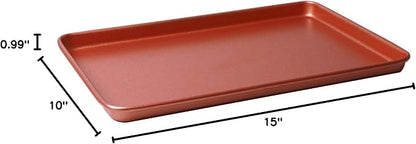 CasaWare 3pc Ultimate Commercial Weight 15 x 10 x 1-inch Cookie Sheet/Cooling Grid/Silicone Mat Bakeware Set (Rose Gold Granite)