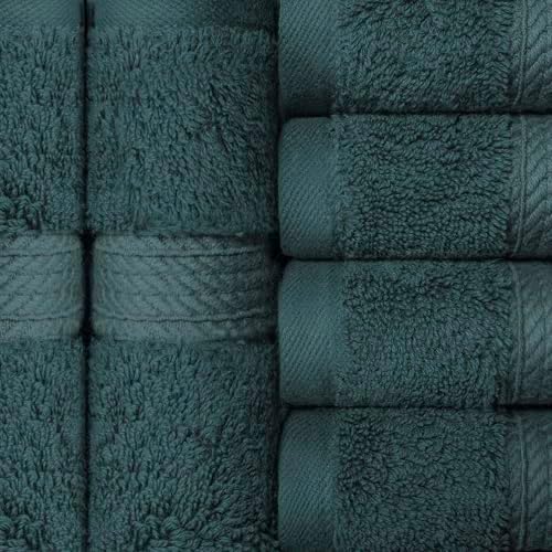 Superior Egyptian Cotton Plush & Absorbent, Face Towel Set of 6, Teal