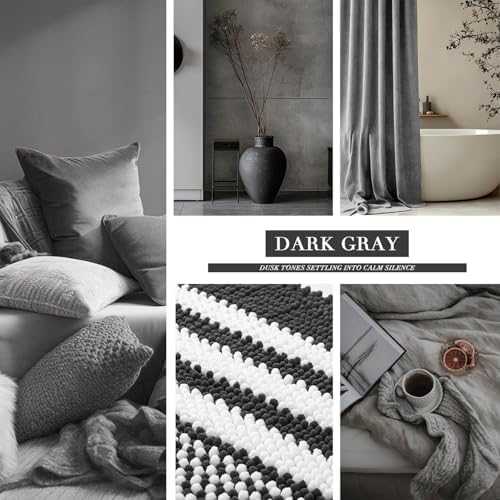 BSICPRO Large Bathroom Rugs, 24x36 Chenille Bath Mats, Dark Grey