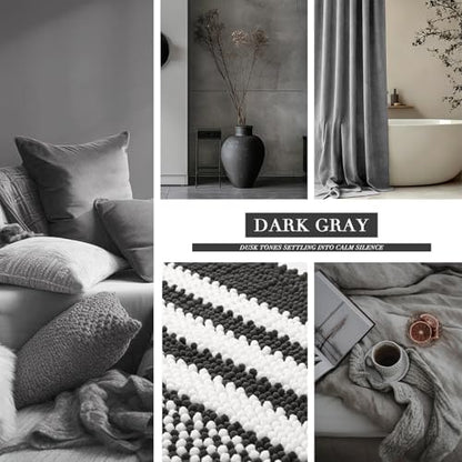 BSICPRO Large Bathroom Rugs, 24x36 Chenille Bath Mats, Dark Grey