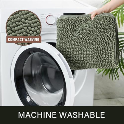 LOCHAS Luxury Bathroom Rug Shaggy Bath Mat 24 x 40 Inch, Sage Green
