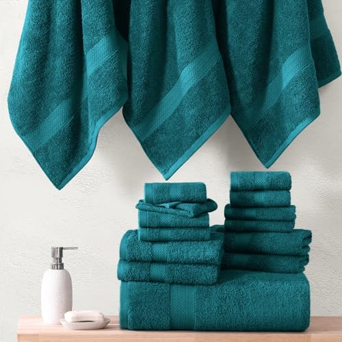 LANE LINEN Bath Towel Set 100% Cotton 24 Piece Soft Absorbent - Sea Port