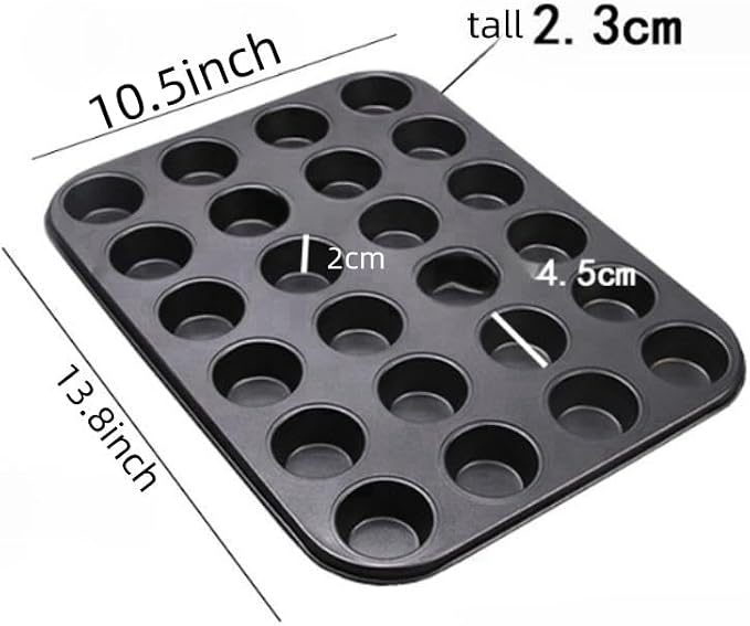 48 Cup Mini Muffin Pan Set of 2, Carbon Steel Nonstick Baking Molds, BPA Free, Easy Release & Clean, Oven Safe Mini Cupcake Tin (Black)