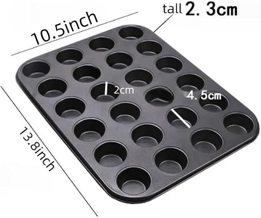 48 Cup Mini Muffin Pan Set of 2, Carbon Steel Nonstick Baking Molds, BPA Free, Easy Release & Clean, Oven Safe Mini Cupcake Tin (Black)