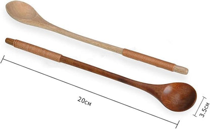 Brown Small Wooden Spoons, Small Soup Spoons Serving Spoons Wooden Teaspoon for Coffee Tea Jam Bath Salts Dessert Cake Ice Cream Antipasto Cappuccino, Cooking Utensils, Long Handle