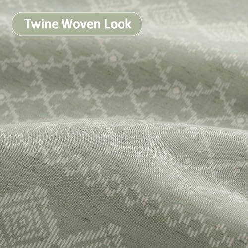 Sage Green Boho Linen Shower Curtain,72" W x 72" L
