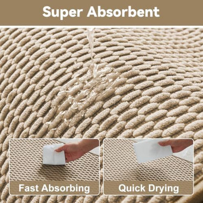 Triohero Bathroom Rugs Non Slip Washable, Super Absorbent Thin Bath Mat Small Quick Dry Low Pile Bathroom Rug, Beige 16x24