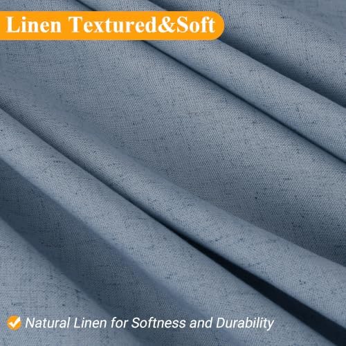 Naturoom Linen Shower Curtain 78 Inch Long for Bathroom Stone Blue