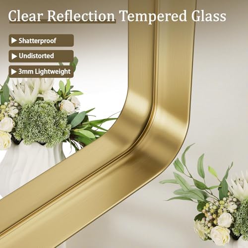 VooBang Bathroom Mirror 24"x32", Gold Gorgeous Deep Frame Wall Mirror