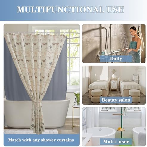 Nasitos Fabric Shower Curtain Liners with Magnets 2 Pcs 72X78 Inch Grey