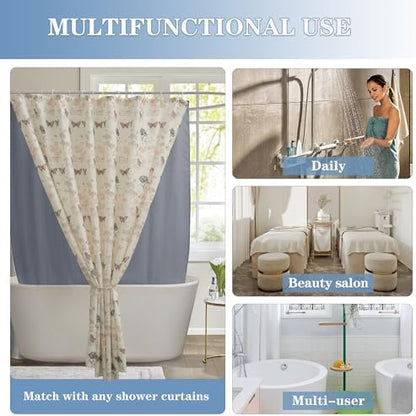 Nasitos Fabric Shower Curtain Liners with Magnets 2 Pcs 72X78 Inch Grey