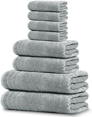 Tens Towels 8 Piece Towel Set, 2 XL Bath, 2 Hand, 4 Washcloth, Cool Grey