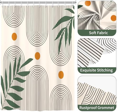 deFouliao Boho Shower Curtain, Modern Abstract Arch Waterproof Shower Curtain for Bathroom Bathtub Home Curtain Decor with Hooks, Machine Washable, 72''Wx72''L