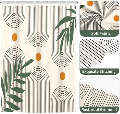 deFouliao Boho Shower Curtain, Modern Abstract Arch Waterproof Shower Curtain for Bathroom Bathtub Home Curtain Decor with Hooks, Machine Washable, 48''Wx72''L
