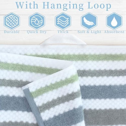 VOOVA & MOVAS Waffle 6PC Towel Set, Cotton, Navy Grey Green White