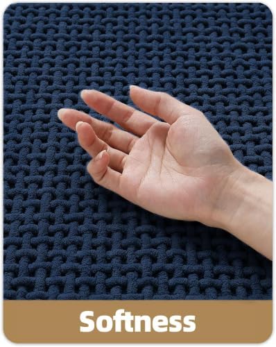 Color&Geometry 17"x29" Chenille Pile Bathroom Rugs Upgraded Denser,Blue
