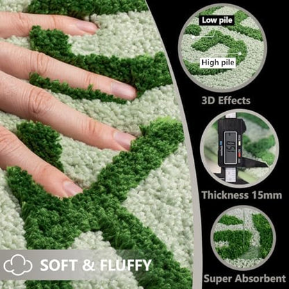 KOEXM Get Naked Bath Mat Sage Green, 16" x 24" Non Slip Microfiber